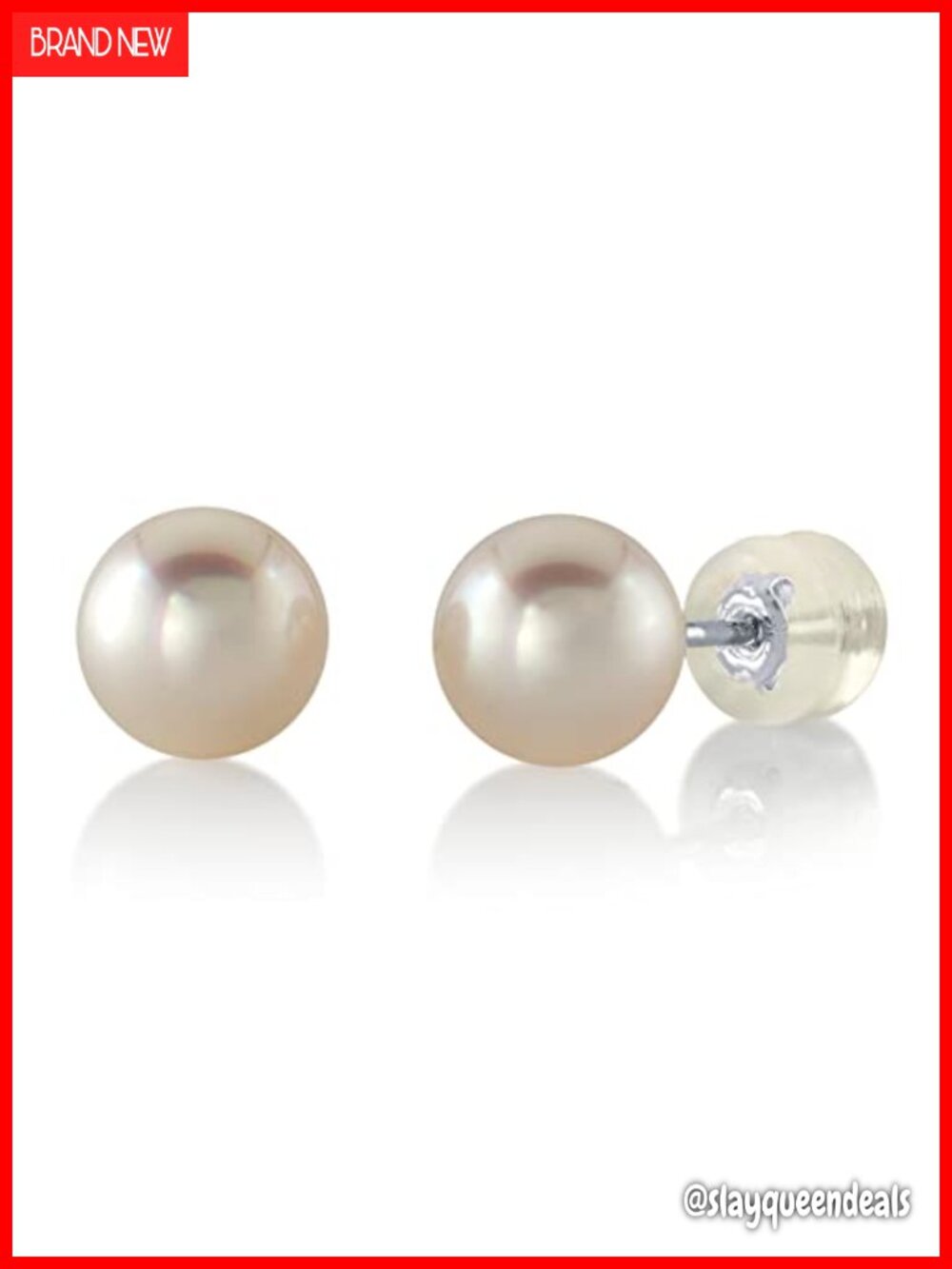 Akoya Pearl Stud Earrings 14K White Gold 7-7.5mm